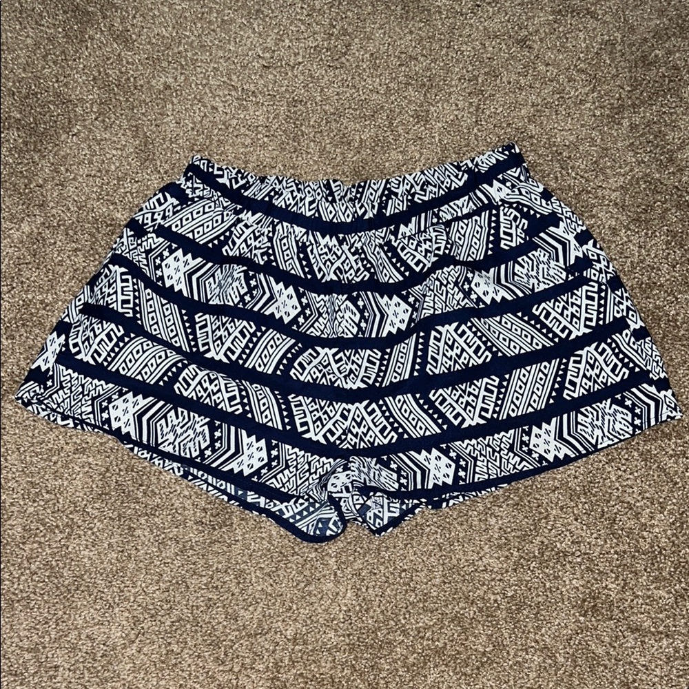 Blue and White Geometric Shorts